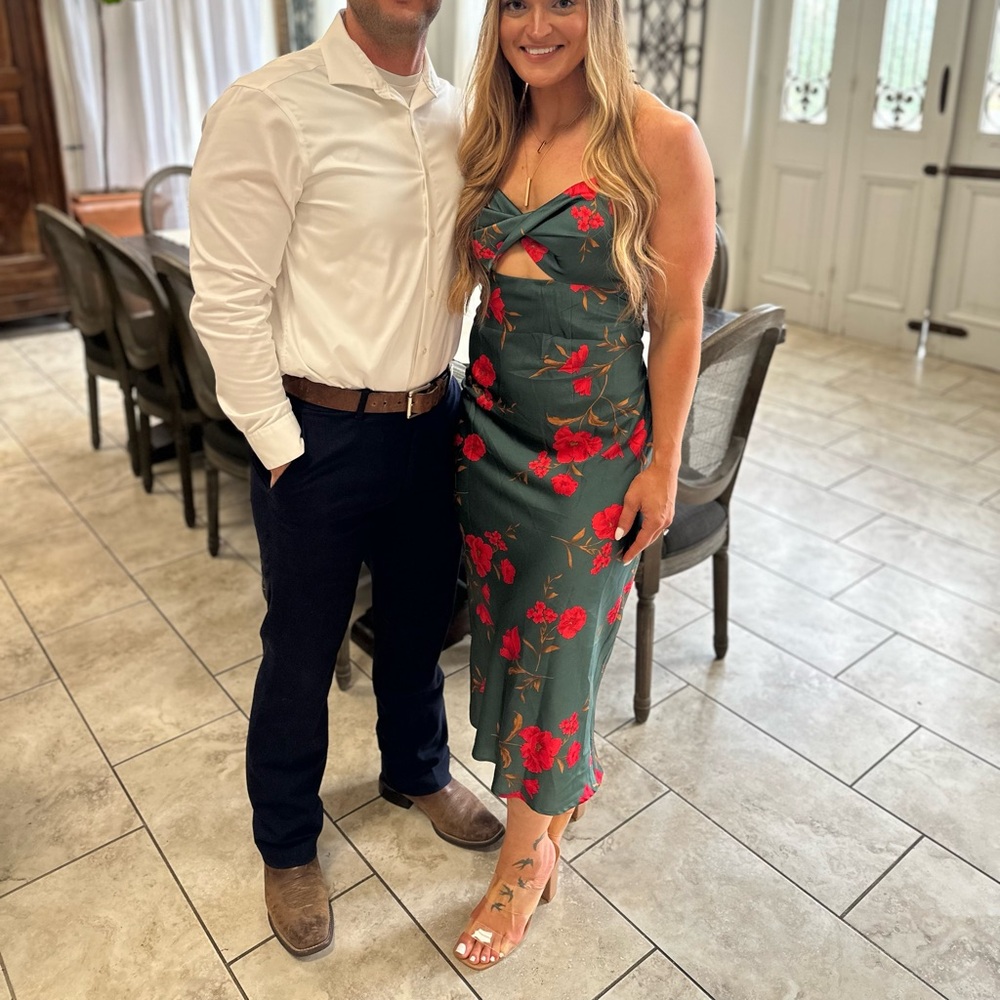 Hello Molly Teal and Red Floral Midi Dress - Picture 9 of 9